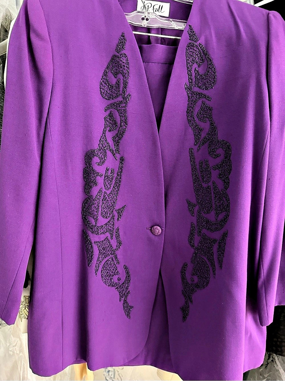 P. Fall Embellished Purple suit with skirt Size 20 Like New
